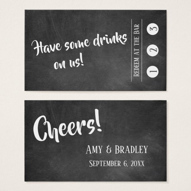 White Over Chalkboard, 3-Punch Drink Tickets (Front & Back)