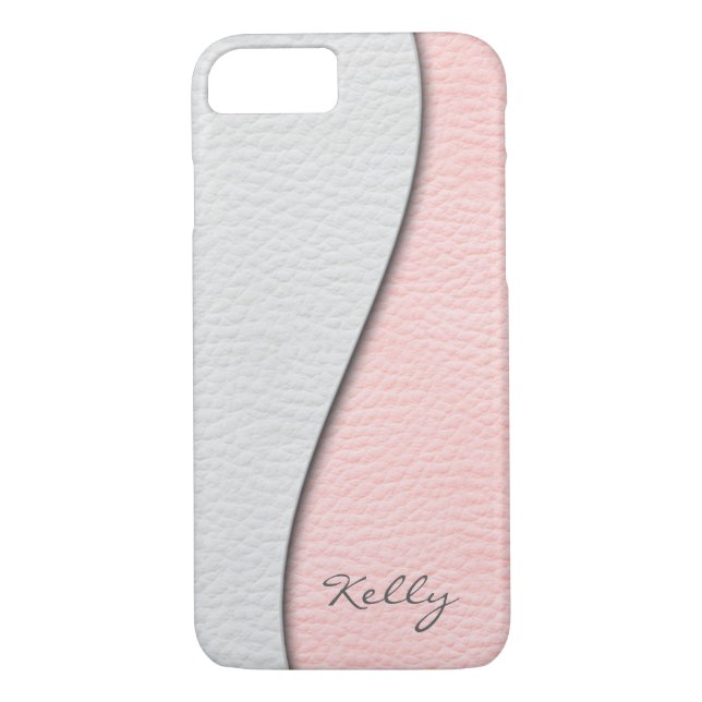 White Over Pink Leather Look Case-Mate iPhone Case (Back)