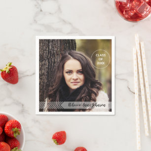 White Overlay Full Photo Graduation Napkin