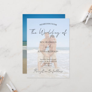 White Overlay Photo Minimal Wedding Invitation