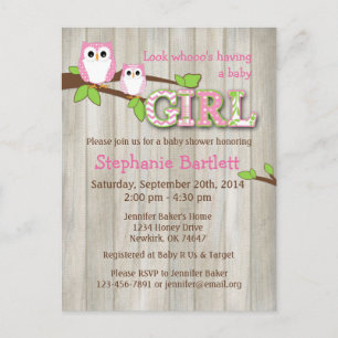 White Owl Chevron Baby Shower Invitation Postcard