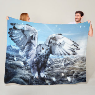 WHITE OWL FLEECE BLANKET