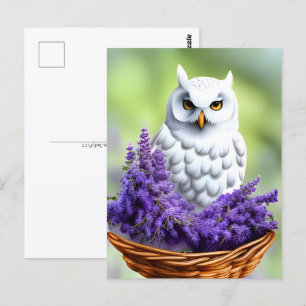 White Owl in Lavender, Postcrossing Postcard