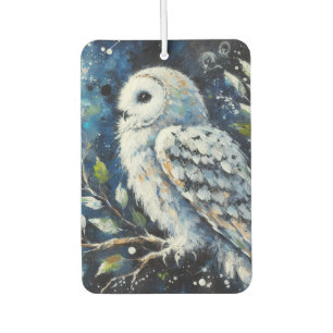 White Owl On Branch in Moonlight Painting Air Freshener