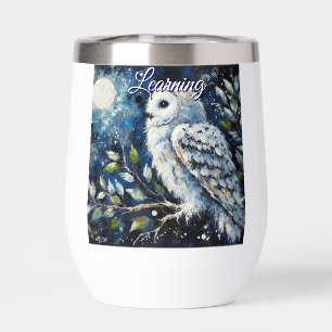 White Owl On Branch in Moonlight Personalized