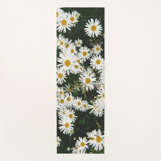 White Oxeye Daisy Meadow Yoga Mat (Front)