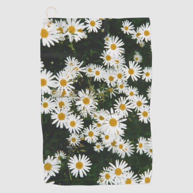 White Oxeye Daisy, Moon Daisy Meadow Golf Towel (Front)
