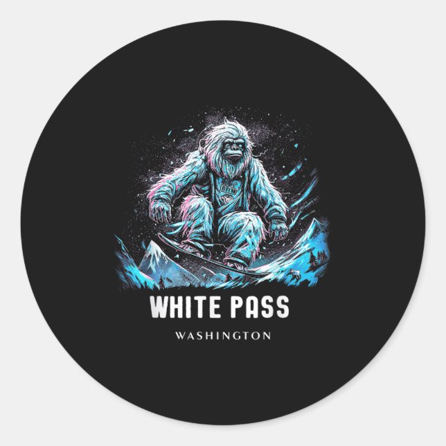 White P Washington Ski Skiing Skier _1  Classic Round Sticker (Front)