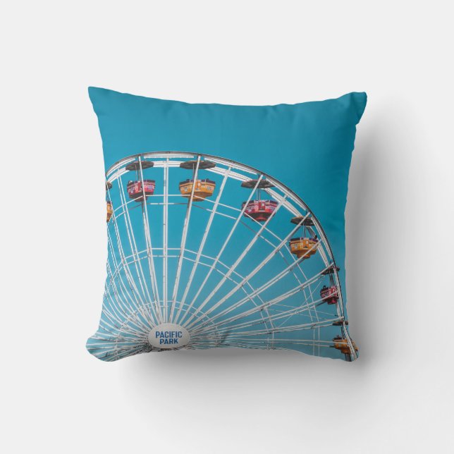 White Pacific Park ferris wheel Throw Pillow (Front)
