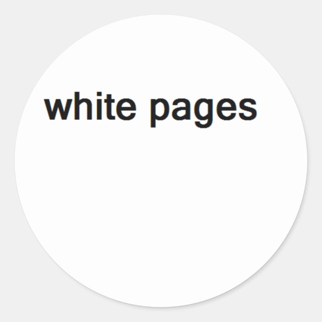 white pages classic round sticker (Front)