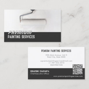 White Paint Roller Paint Services Black Strip Business Card