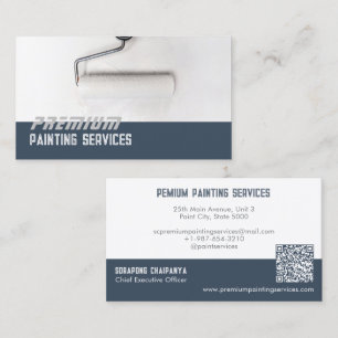 White Paint Roller Paint Services Blue Strip Business Card