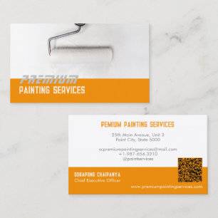 White Paint Roller Paint Services Orange Strip Business Card