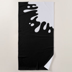 White Paint Splash on Black Beach Towel