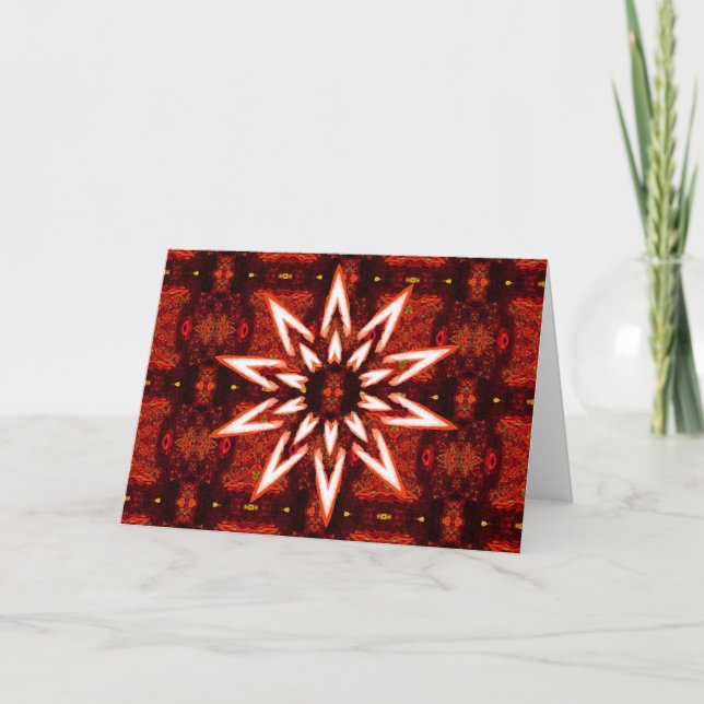 White painted star on tapestry, blank greeting car card (Front)