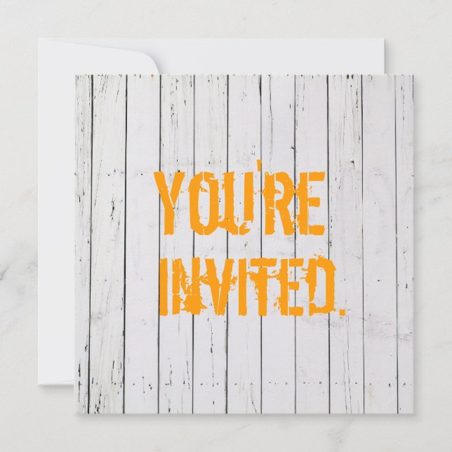 White Painted Wooden Wall Wedding Invitation (Front)