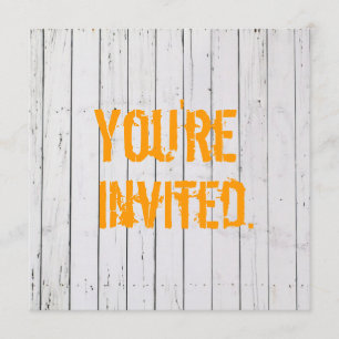 White Painted Wooden Wall Wedding Invitation