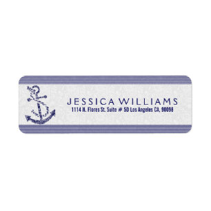White Paisley Avec Marine Blue Ancre nautique