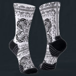 White Paisley Bandana Print  Socks<br><div class="desc">White and black paisley bandana print premium quality socks. Visit my shop for the entire bandana sock design collection.</div>