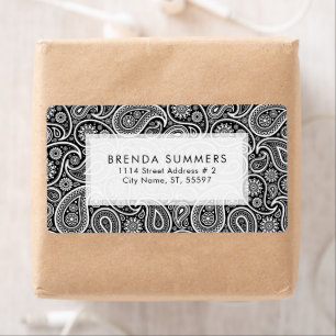 White Paisley Custom Black Background