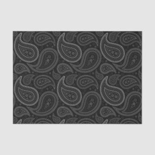 White Paisley Pattern on Black Tissue Paper