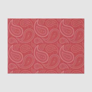 White Paisley Pattern on Dark Red Tissue Paper