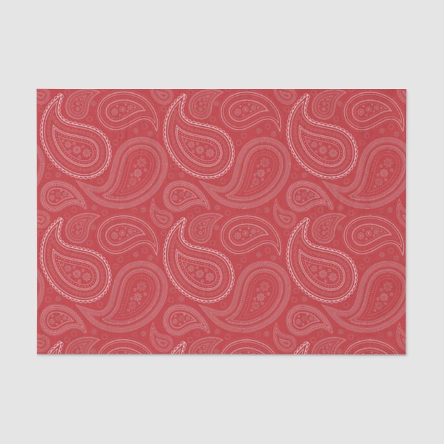 White Paisley Pattern on Dark Red Tissue Paper (Front)