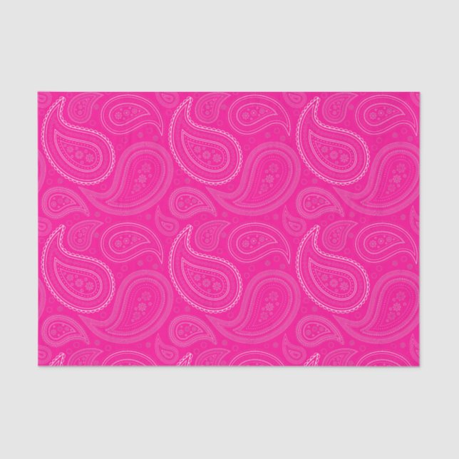 White Paisley Pattern on Hot Pink Tissue Paper (Front)