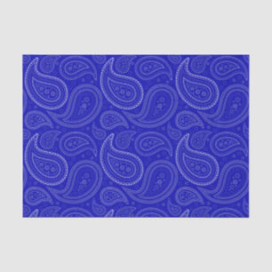 White Paisley Pattern on Royal Blue Tissue Paper