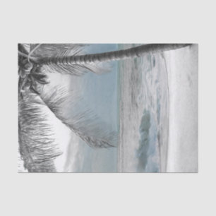 White Palm Coconut Tree Beach Elegant Wedding Tissue Paper