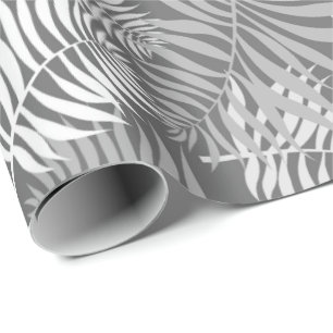 White Palm Frond on Silver Wrapping Paper