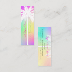 White Palm Tree Tropical Colourful Mini Business Card