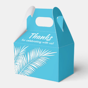 White Palms on Blue Gable Party Favour Boxes