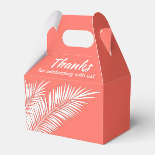 White Palms on Living Coral Party Favour Box