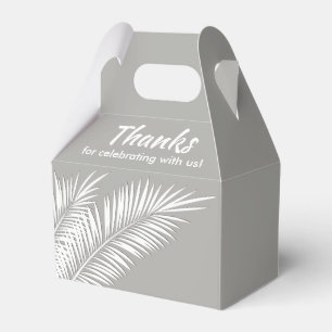 White Palms on Silver Gable Party Favour Boxes