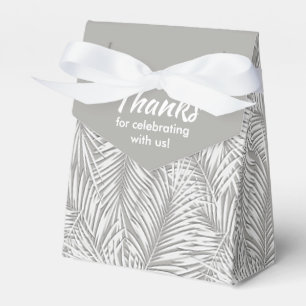 White Palms on Silver Tent Style Party Favour Boxe Favor Box