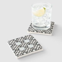 White Pansy And Black Diamond Pattern,