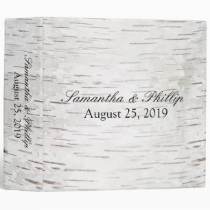 White Paper Birch Tree Bark Rustic Wood Wedding Binder