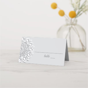 White Paper Cut Mandala Wedding Place Card