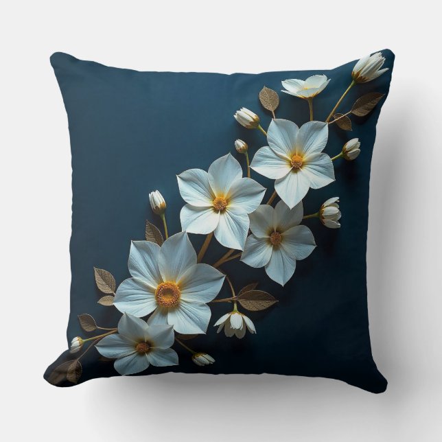 🌼 White Paper Flower Room Decor Accent 🌼 Throw Pillow (Front)