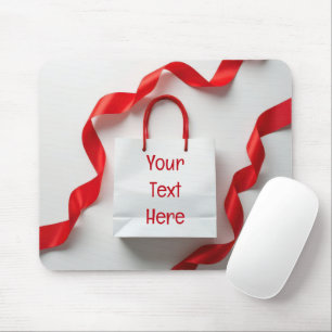 White Paper Gift Bag With Ribbons Mouse Pad