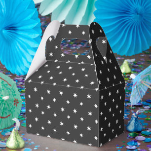 White Paper Stars on Black Decor Favor Box