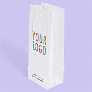 White Paper Wine Gift Bag Custom Logo No Minimum