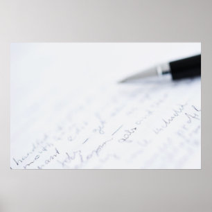 white paper with text and a pen poster
