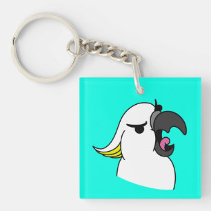 White Parrot with Funny Text Keychain