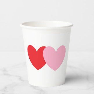 White Party Cups With Red and Pink Hearts 