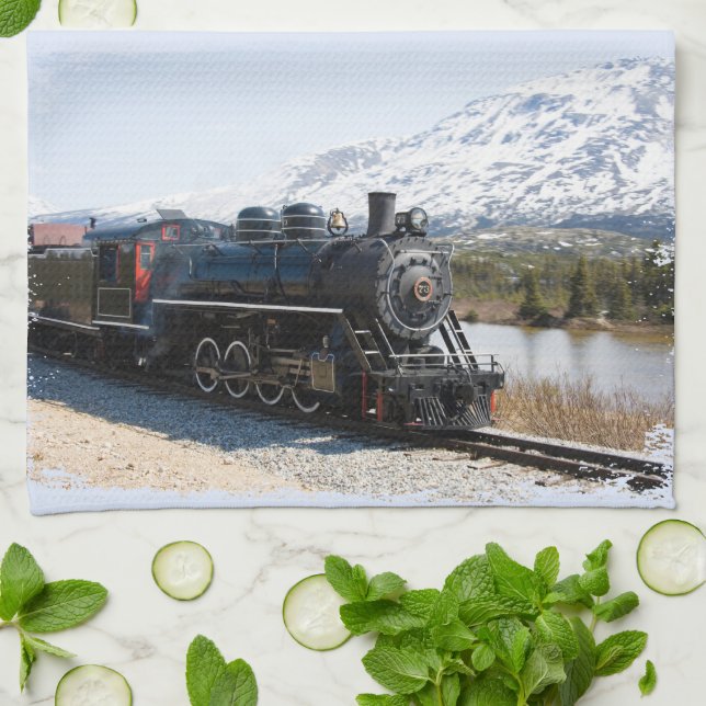 White Pass Train Serviette de cuisine (Plié)