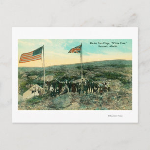 White Pass with Russian and American Flags Postcard