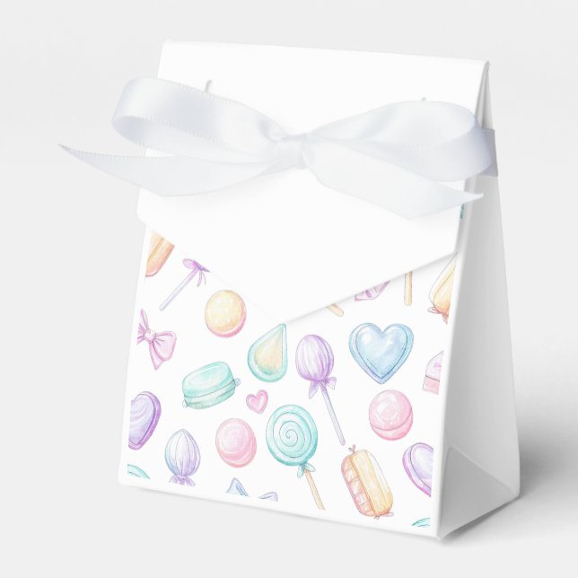 "White Pastel Balloon and Heart Favour Box" Favor Box (Front Side)