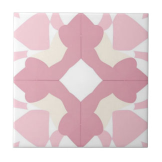 White, pastel yellow and pink floral tile